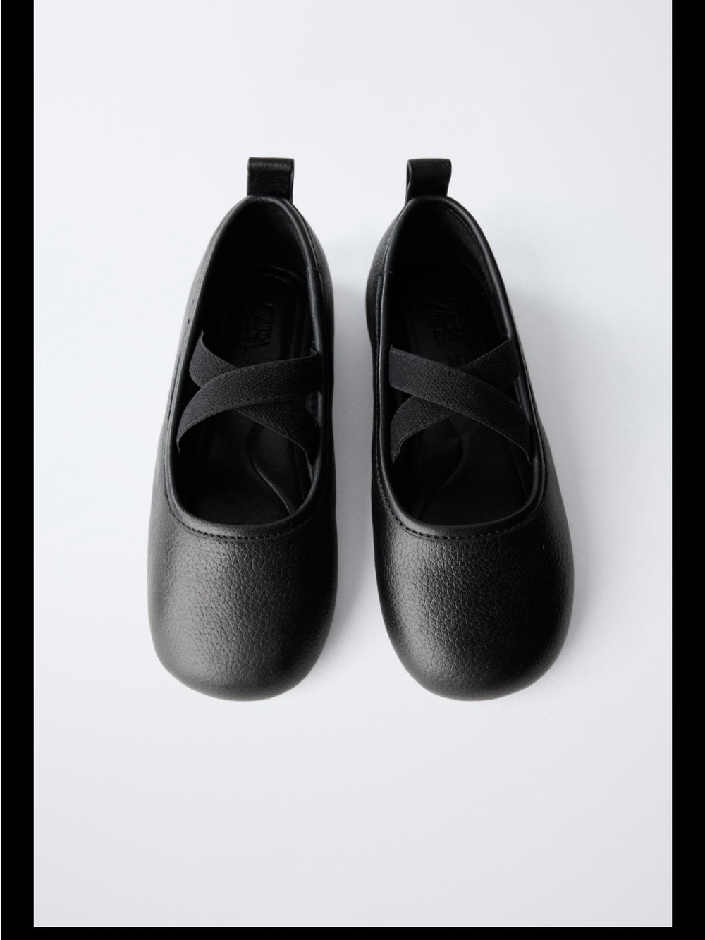Zara Girls Black Mary Jane Ballet Flats with Cross Elastic